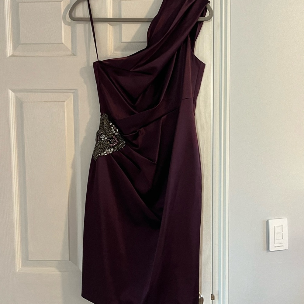 Eliza J One-Shoulder Dress in Rich Plum